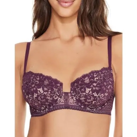 REVEAL LINGERIE • Burgundy & Cream Laced Bra • 36DD • - Picture 1 of 9
